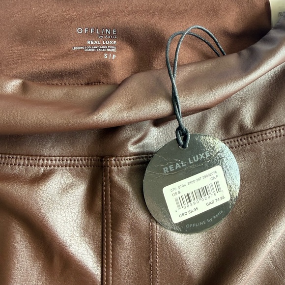 Aerie Real Luxe Brown Faux Leather Leggings - Picture 2 of 8